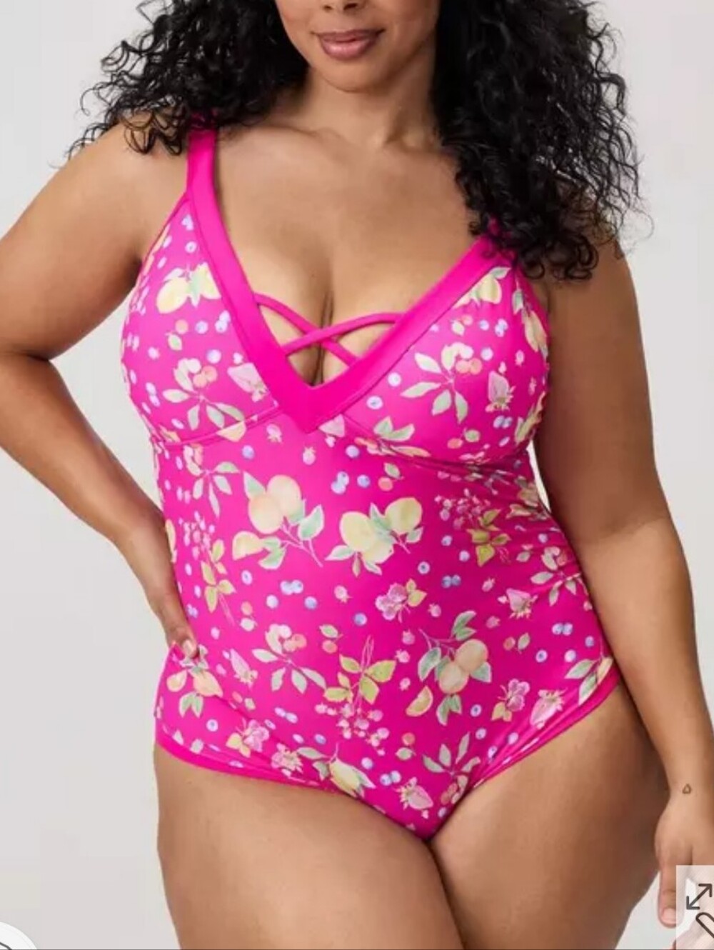 🆕️🩱🍋 5X TORRID PINK LEMON WIRE-FREE V-PLUNGE CHEEKY ONE PIECE SWIMSUIT🍋🩱